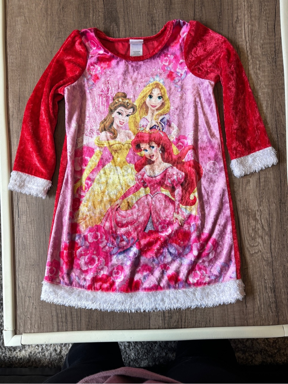 Vintage Retro 2012 Disney Princess Toddler Nightgown Pajamas Belle Christmas 4T